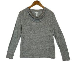 Sundance Women's Gray 100% Linen Long Sleeve Cowl Neck Top Small